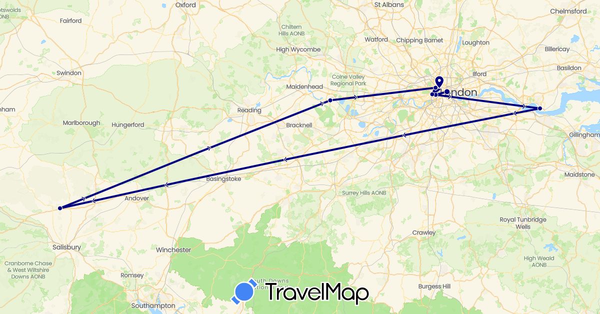 TravelMap itinerary: driving in United Kingdom (Europe)